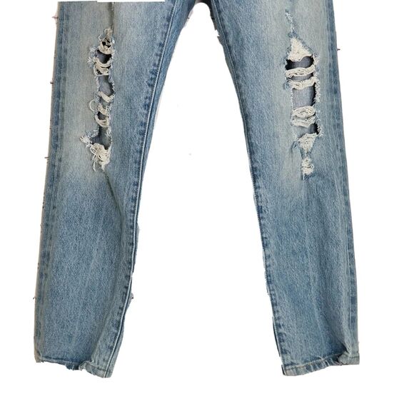 Levis 501 Button Fly Mom Jeans 26 Taper Made Crafted Distress Selvedge Ripped - Picture 6 of 12